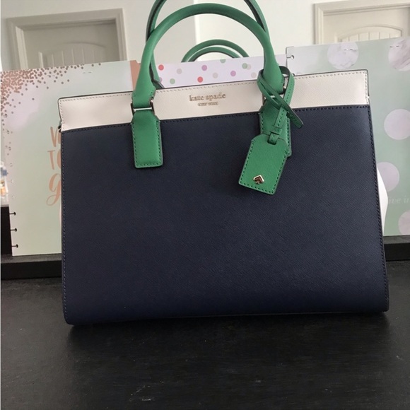 Large Kate Spade Cameron Multicolored Green, white, navy Adjustable Strap - Picture 3 of 5